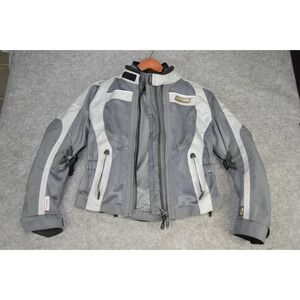 Womens OLYMPIA Moto Sports Cordura Motorcycle Grey‎ XS Motorcycle Jacket 2 in 1